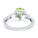 Art Deco Pear Shape Wedding Bridal Ring Triangle Simulated Cubic Zirconia 925 Sterling Silver