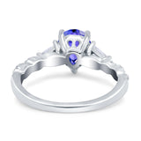 Art Deco Pear Shape Wedding Bridal Ring Triangle Simulated Cubic Zirconia 925 Sterling Silver