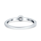 Petite Dainty Simple Wedding Ring Band Round Simulated Blue Sapphire Cubic Zirconia 925 Sterling Silver
