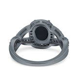 Infinity Twisted Shank Art Deco Halo Oval Wedding Engagement Ring Round Simulated Cubic Zirconia 925 Sterling Silver