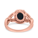 Infinity Twisted Shank Art Deco Halo Oval Wedding Engagement Ring Round Simulated Cubic Zirconia 925 Sterling Silver