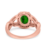 Infinity Twisted Shank Art Deco Halo Oval Wedding Engagement Ring Round Simulated Cubic Zirconia 925 Sterling Silver