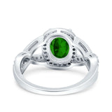 Infinity Twisted Shank Art Deco Halo Oval Wedding Engagement Ring Round Simulated Cubic Zirconia 925 Sterling Silver