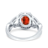 Infinity Twisted Shank Art Deco Halo Oval Wedding Engagement Ring Round Simulated Cubic Zirconia 925 Sterling Silver