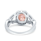 Infinity Twisted Shank Art Deco Halo Oval Wedding Engagement Ring Round Simulated Cubic Zirconia 925 Sterling Silver