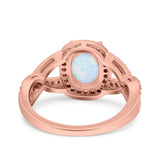 Infinity Twisted Shank Art Deco Halo Oval Wedding Engagement Ring Round Simulated Cubic Zirconia 925 Sterling Silver