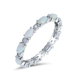 Full Eternity Wedding Engagement Bridal Ring Oval Lab Created Opal Round Simulated Cubic Zirconia 925 Sterling Silver