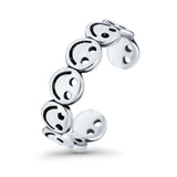 Smiley Face Toe Ring Adjustable Band 925 Sterling Silver (4mm)