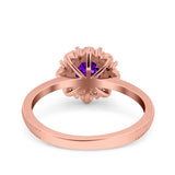 Halo Floral Style Art Deco Round Wedding Engagement Ring Simulated Cubic Zirconia 925 Sterling Silver