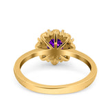 Halo Floral Style Art Deco Round Wedding Engagement Ring Simulated Cubic Zirconia 925 Sterling Silver