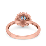 Halo Floral Style Art Deco Round Wedding Engagement Ring Simulated Cubic Zirconia 925 Sterling Silver