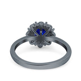 Halo Floral Style Art Deco Round Wedding Engagement Ring Simulated Cubic Zirconia 925 Sterling Silver