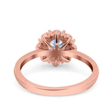 Halo Floral Style Art Deco Round Wedding Engagement Ring Simulated Cubic Zirconia 925 Sterling Silver