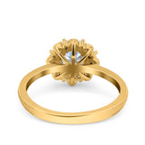 Halo Floral Style Art Deco Round Wedding Engagement Ring Simulated Cubic Zirconia 925 Sterling Silver