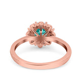 Halo Floral Style Art Deco Round Wedding Engagement Ring Simulated Cubic Zirconia 925 Sterling Silver