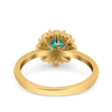 Halo Floral Style Art Deco Round Wedding Engagement Ring Simulated Cubic Zirconia 925 Sterling Silver