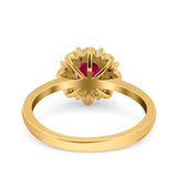 Halo Floral Style Art Deco Round Wedding Engagement Ring Simulated Cubic Zirconia 925 Sterling Silver