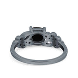 Vintage Style Art Deco Cushion and Marquise Wedding Engagement Ring Simulated Cubic Zirconia 925 Sterling Silver