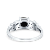 Vintage Style Art Deco Cushion and Marquise Wedding Engagement Ring Simulated Cubic Zirconia 925 Sterling Silver