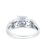 Vintage Style Art Deco Cushion and Marquise Wedding Engagement Ring Simulated Cubic Zirconia 925 Sterling Silver