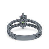 Double Rope Twisted Style Art Deco Marquise Wedding Engagement Ring Simulated Cubic Zirconia 925 Sterling Silver