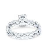 Celtic Weave Braided Style Oval Wedding Engagement Ring Simulated Cubic Zirconia 925 Sterling Silver