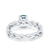 Celtic Weave Braided Style Oval Wedding Engagement Ring Simulated Cubic Zirconia 925 Sterling Silver