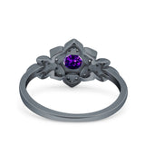 Halo Art Deco Cluster Floral Wedding Engagement Ring Round Simulated Cubic Zirconia 925 Sterling Silver