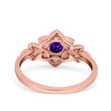 Halo Art Deco Cluster Floral Wedding Engagement Ring Round Simulated Cubic Zirconia 925 Sterling Silver