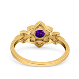 Halo Art Deco Cluster Floral Wedding Engagement Ring Round Simulated Cubic Zirconia 925 Sterling Silver