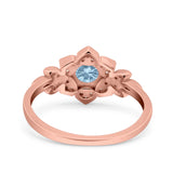 Halo Art Deco Cluster Floral Wedding Engagement Ring Round Simulated Cubic Zirconia 925 Sterling Silver