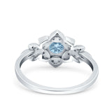 Halo Art Deco Cluster Floral Wedding Engagement Ring Round Simulated Cubic Zirconia 925 Sterling Silver