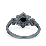 Halo Art Deco Cluster Floral Wedding Engagement Ring Round Simulated Cubic Zirconia 925 Sterling Silver