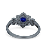 Halo Art Deco Cluster Floral Wedding Engagement Ring Round Simulated Cubic Zirconia 925 Sterling Silver