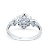 Halo Art Deco Cluster Floral Wedding Engagement Ring Round Simulated Cubic Zirconia 925 Sterling Silver