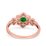 Halo Art Deco Cluster Floral Wedding Engagement Ring Round Simulated Cubic Zirconia 925 Sterling Silver