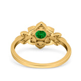 Halo Art Deco Cluster Floral Wedding Engagement Ring Round Simulated Cubic Zirconia 925 Sterling Silver