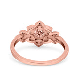 Halo Art Deco Cluster Floral Wedding Engagement Ring Round Simulated Cubic Zirconia 925 Sterling Silver