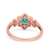 Halo Art Deco Cluster Floral Wedding Engagement Ring Round Simulated Cubic Zirconia 925 Sterling Silver