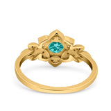 Halo Art Deco Cluster Floral Wedding Engagement Ring Round Simulated Cubic Zirconia 925 Sterling Silver