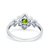 Halo Art Deco Cluster Floral Wedding Engagement Ring Round Simulated Cubic Zirconia 925 Sterling Silver