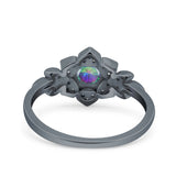 Halo Art Deco Cluster Floral Wedding Engagement Ring Round Simulated Cubic Zirconia 925 Sterling Silver