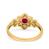 Halo Art Deco Cluster Floral Wedding Engagement Ring Round Simulated Cubic Zirconia 925 Sterling Silver