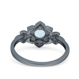 Halo Art Deco Cluster Floral Wedding Engagement Ring Round Simulated Cubic Zirconia 925 Sterling Silver