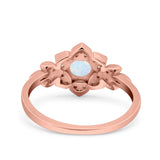 Halo Art Deco Cluster Floral Wedding Engagement Ring Round Simulated Cubic Zirconia 925 Sterling Silver