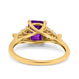 Art Deco Emerald Cut Wedding Bridal Ring Round Simulated Cubic Zirconia 925 Sterling Silver