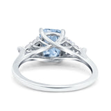 Art Deco Emerald Cut Wedding Bridal Ring Round Simulated Cubic Zirconia 925 Sterling Silver