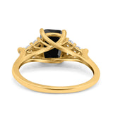 Art Deco Emerald Cut Wedding Bridal Ring Round Simulated Cubic Zirconia 925 Sterling Silver