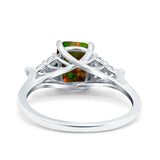 Art Deco Emerald Cut Wedding Bridal Ring Round Simulated Cubic Zirconia 925 Sterling Silver