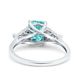 Art Deco Emerald Cut Wedding Bridal Ring Round Simulated Cubic Zirconia 925 Sterling Silver